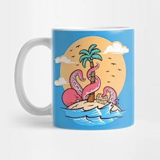 Retro Octopus Attacks a Desert Isle Mug